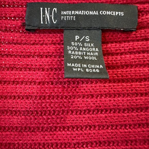 INC Red Ribbed Open-front Cardigan- P/S - Picture 3 of 6